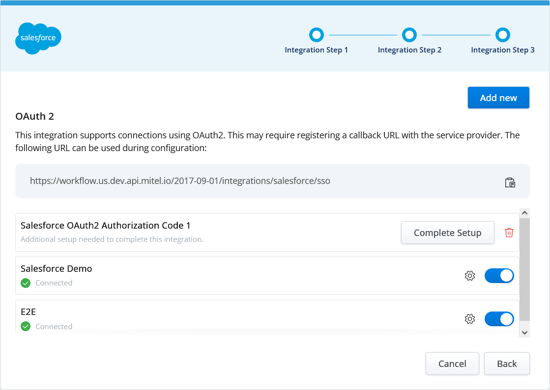 Salesforce Integration - Add new