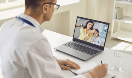 A guy who's on video call with probably his family