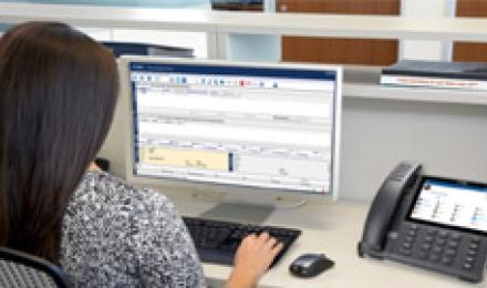 Woman looking at a screen